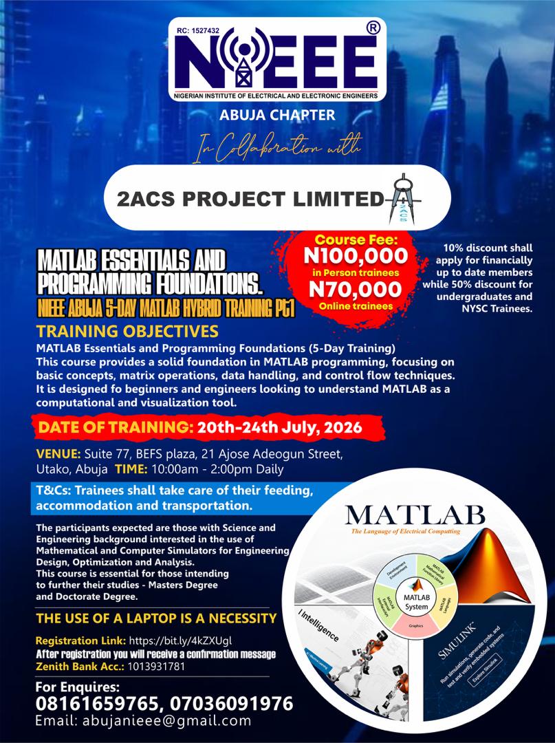 NIEEE ABUJA CHAPTER TRAINING ON MATLAB